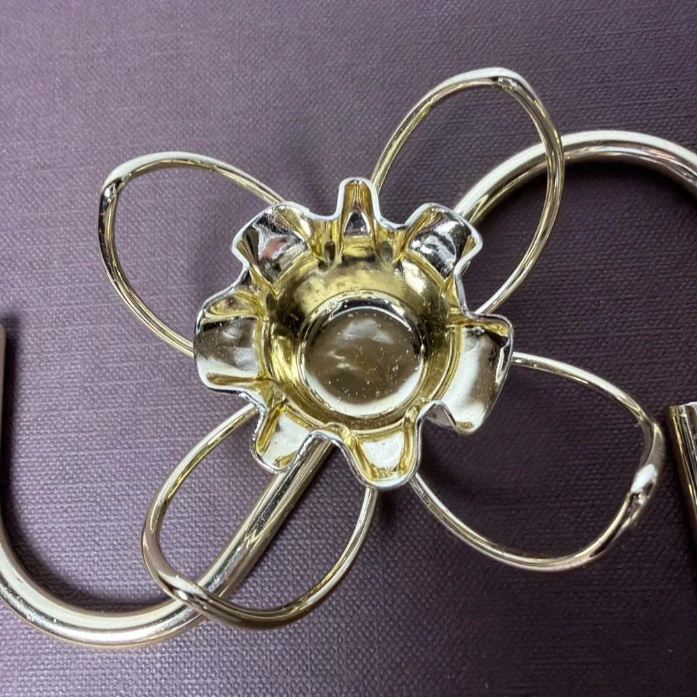 Vintage W.T. Rogers Gold Flower Lustro Magic Candle Holders MCM Boxed